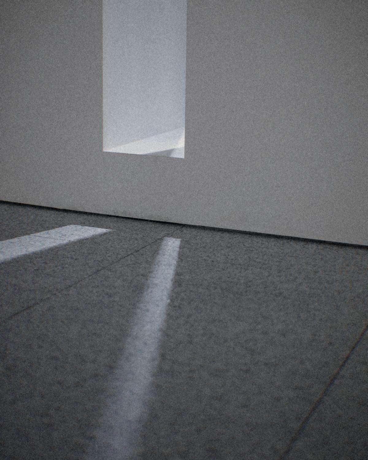 Light coming through a curtain and a narrow window