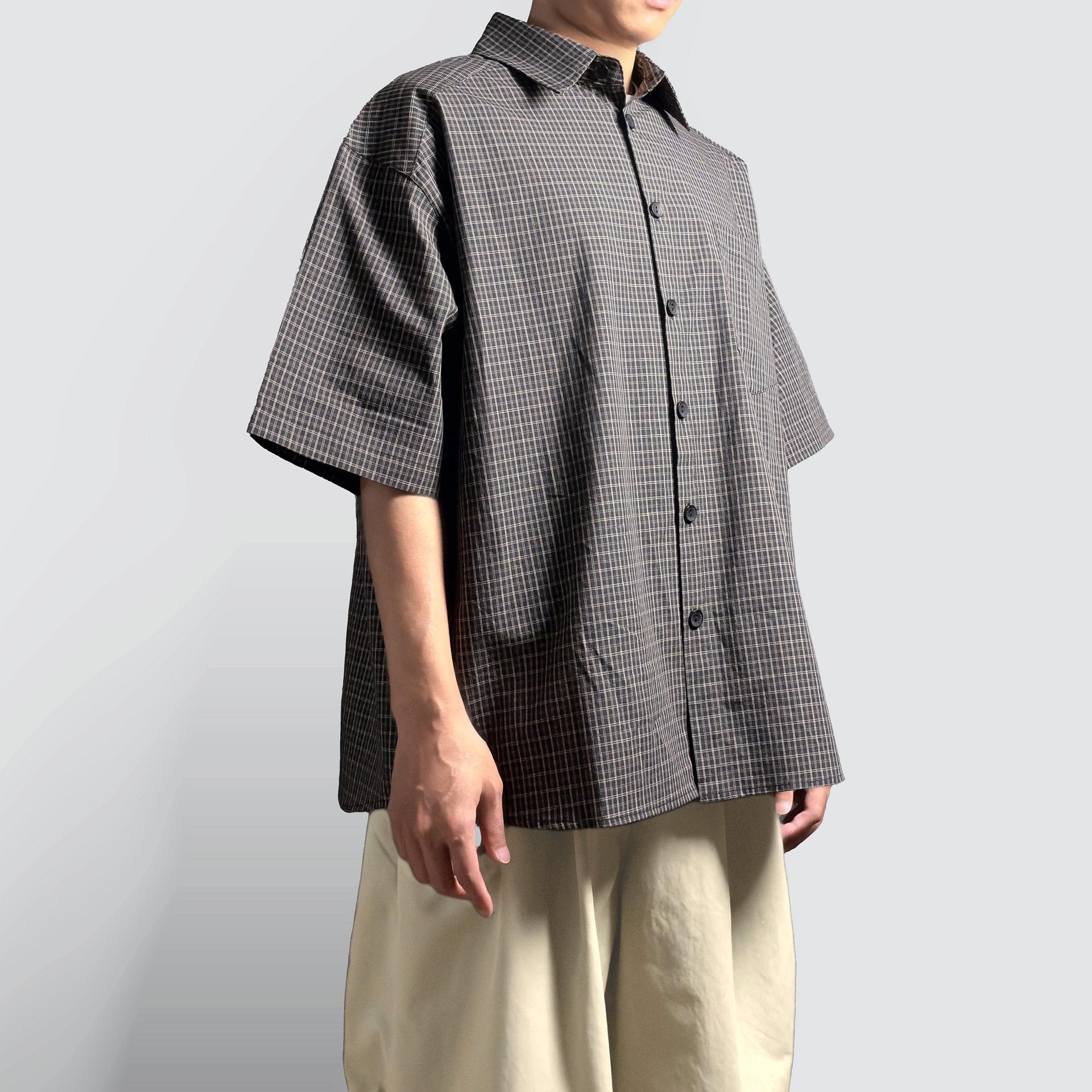 Retro Wide Short-Sleeve Shirt (Plaid), image 3