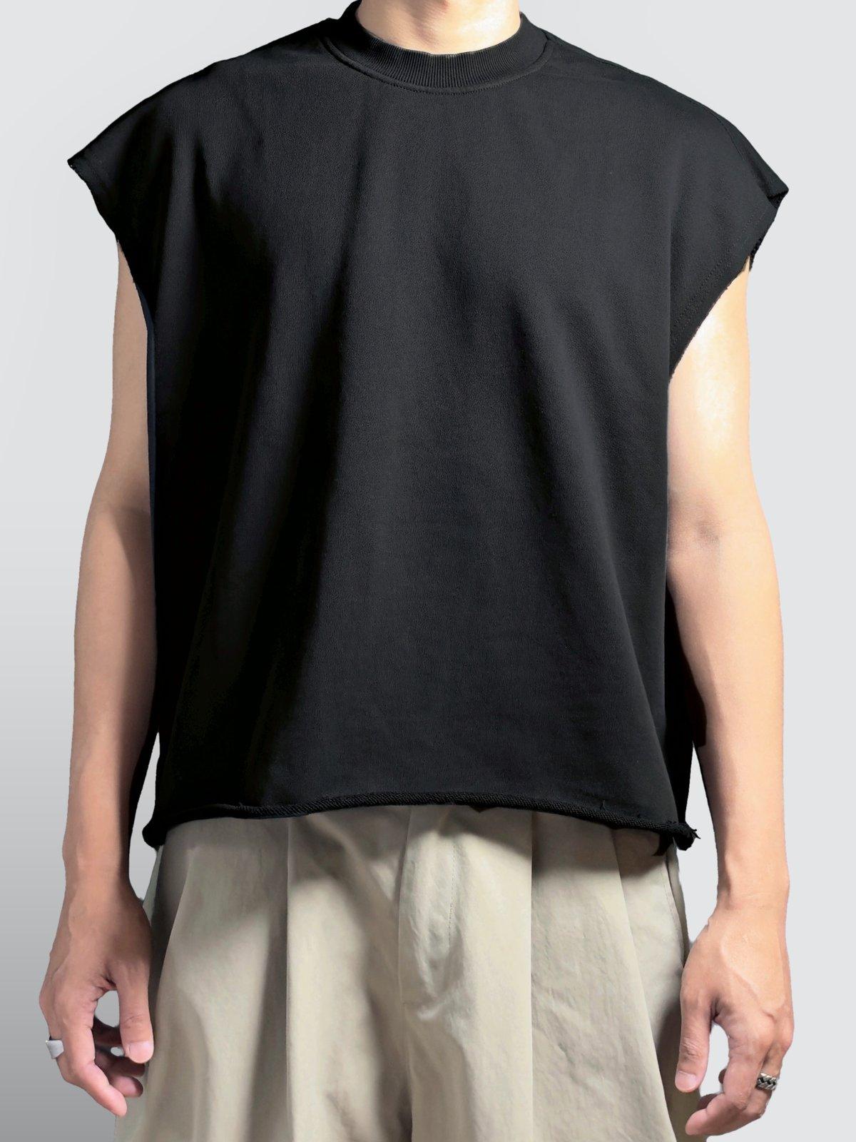 Heavyweight Terry Drop-Shoulder Tank (Black)